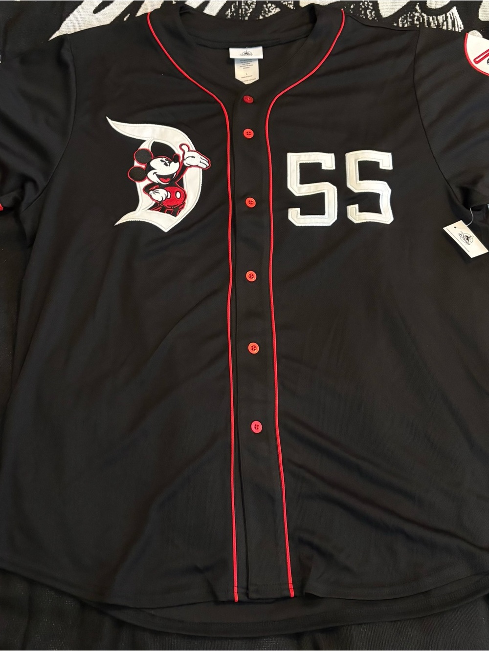 Authentic Disney Parks Mickey Mouse Black D55 Baseball Jersey NWT size Large